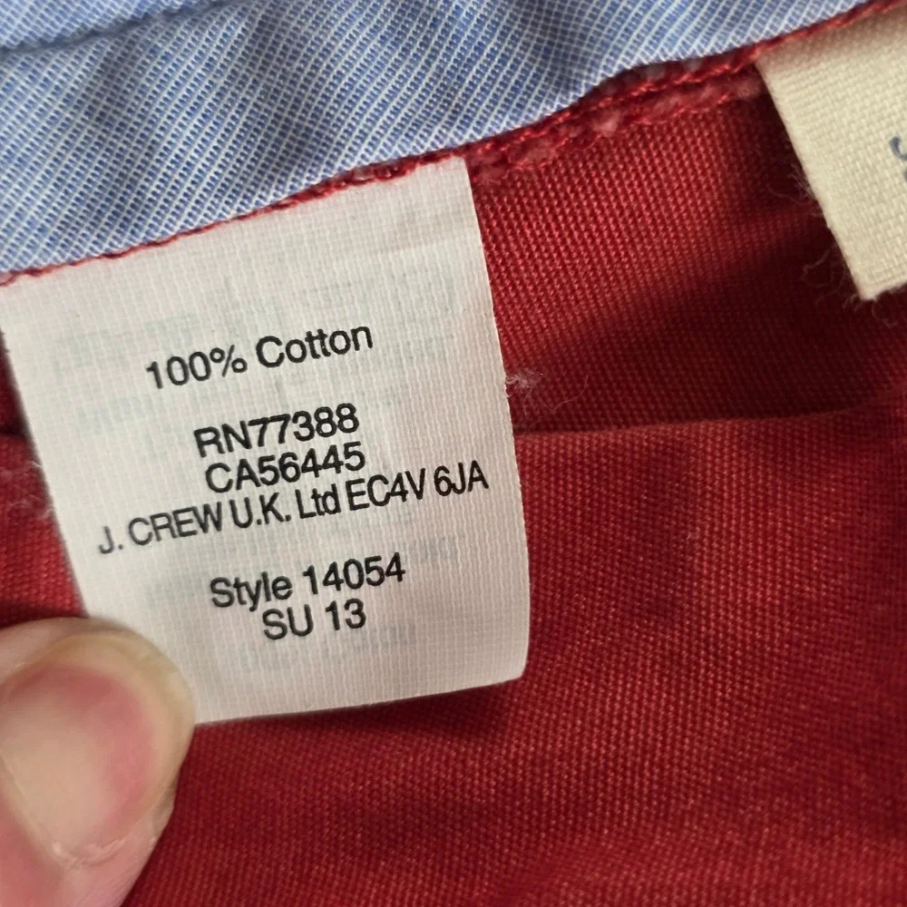 J.Crew Chino Shorts Mens 35 Red Classic Fit Preppy Style Cotton Summer Fashion